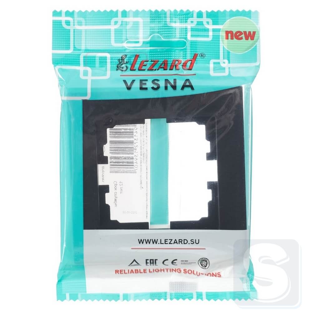 Рамка на 1 пост Lezard VESNA чорний антрацит 742-4200-146 -2