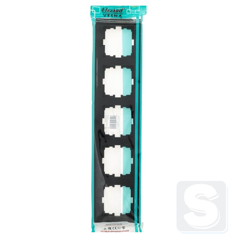 Рамка на 5 постів Lezard VESNA чорний антрацит 742-4200-150 -3