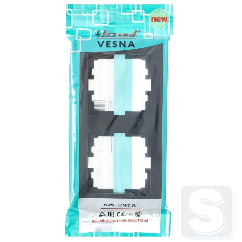 Рамка на 2 пости ВЕРТ Lezard VESNA чорний антрацит 742-4200-152 -5