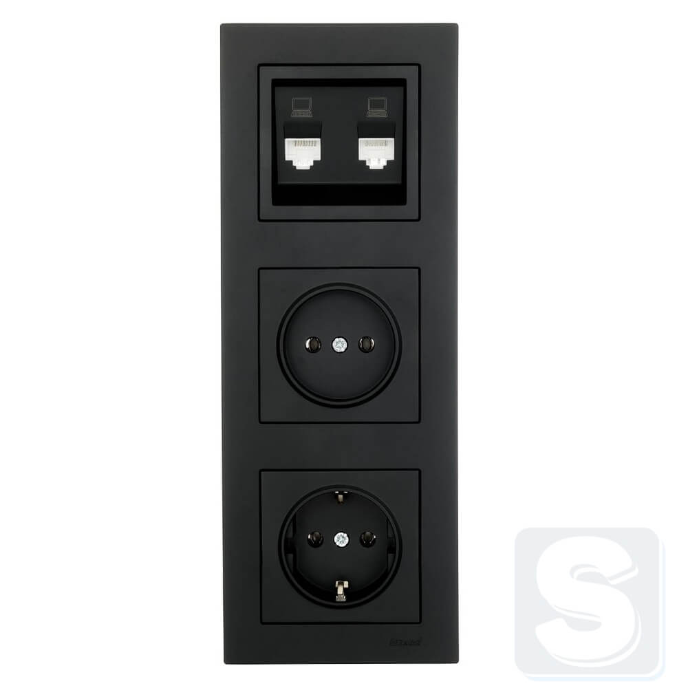 Рамка на 3 пости ВЕРТ Lezard VESNA чорний антрацит 742-4200-153 -3