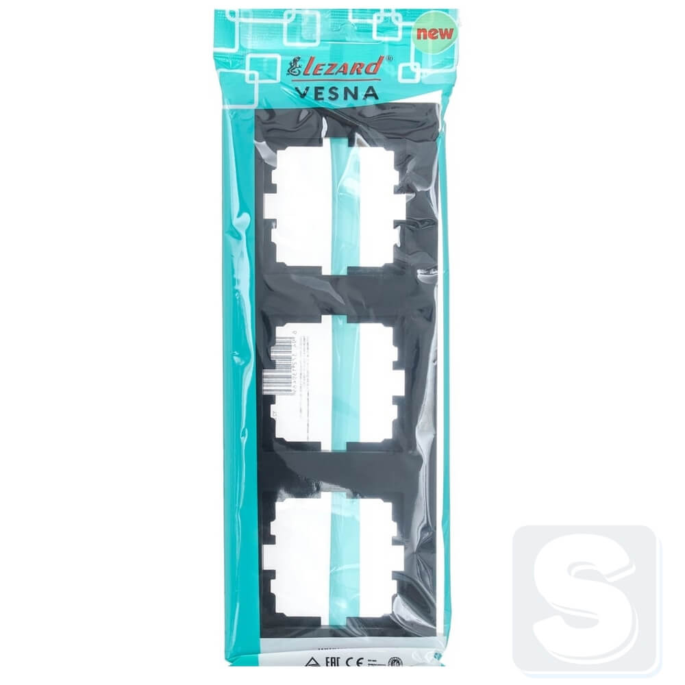 Рамка на 3 пости ВЕРТ Lezard VESNA чорний антрацит 742-4200-153 -4