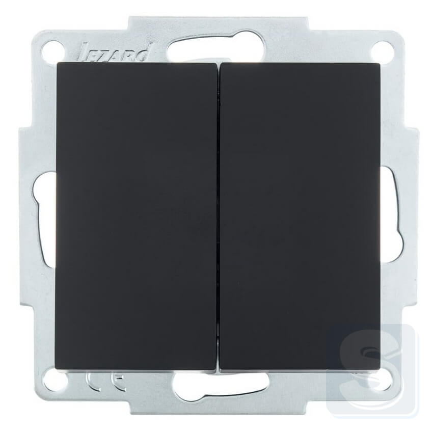 Вимикач 2кл Lezard VESNA чорний антрацит 742-4288-101 -1