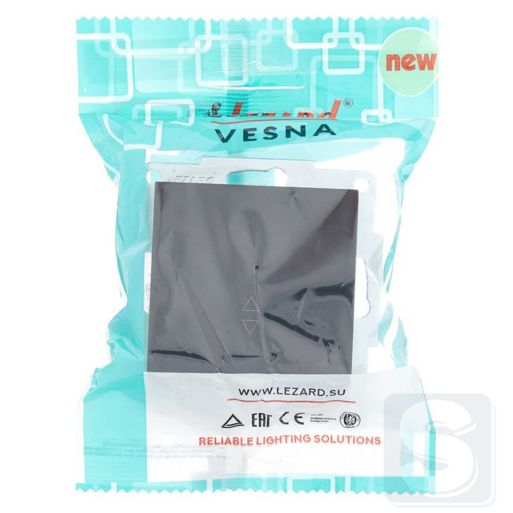 Вимикач 1кл ПРОХІД Lezard VESNA чорний антрацит 742-4288-105 -4