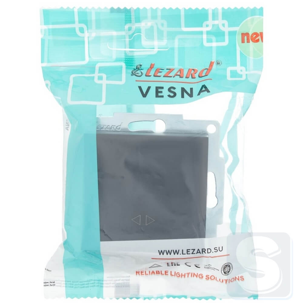 Вимикач 1кл ПЕРЕХ Lezard VESNA чорний антрацит 742-4288-107 -4