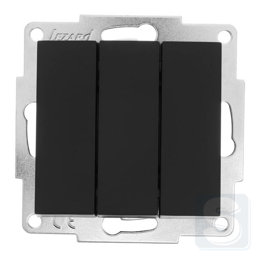 Вимикач 3кл Lezard VESNA чорний антрацит 742-4288-109 -1