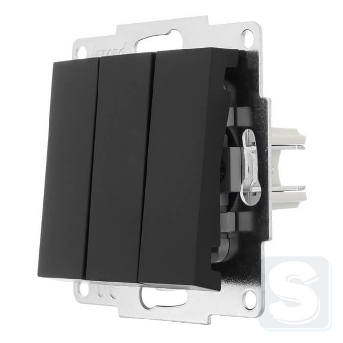 Вимикач 3кл Lezard VESNA чорний антрацит 742-4288-109 -2