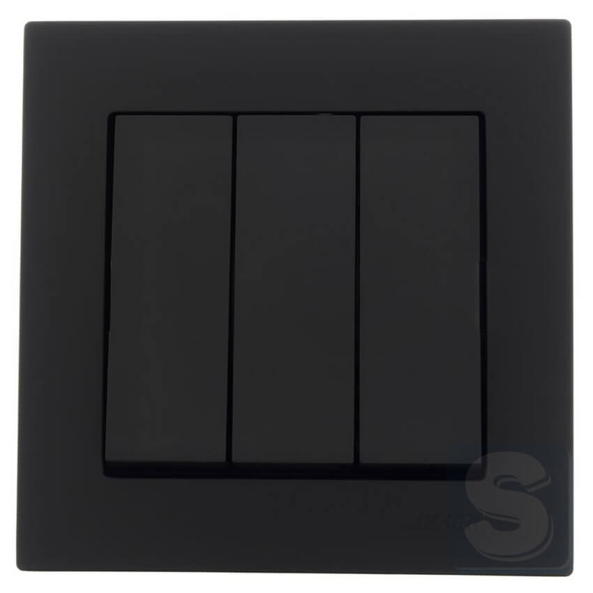 Вимикач 3кл Lezard VESNA чорний антрацит 742-4288-109