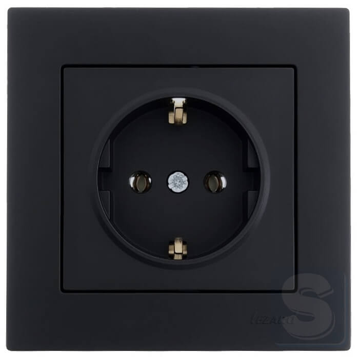 Розетка із заземленням 16A/220V Lezard VESNA чорний антрацит без рамки (742-4288-122B)