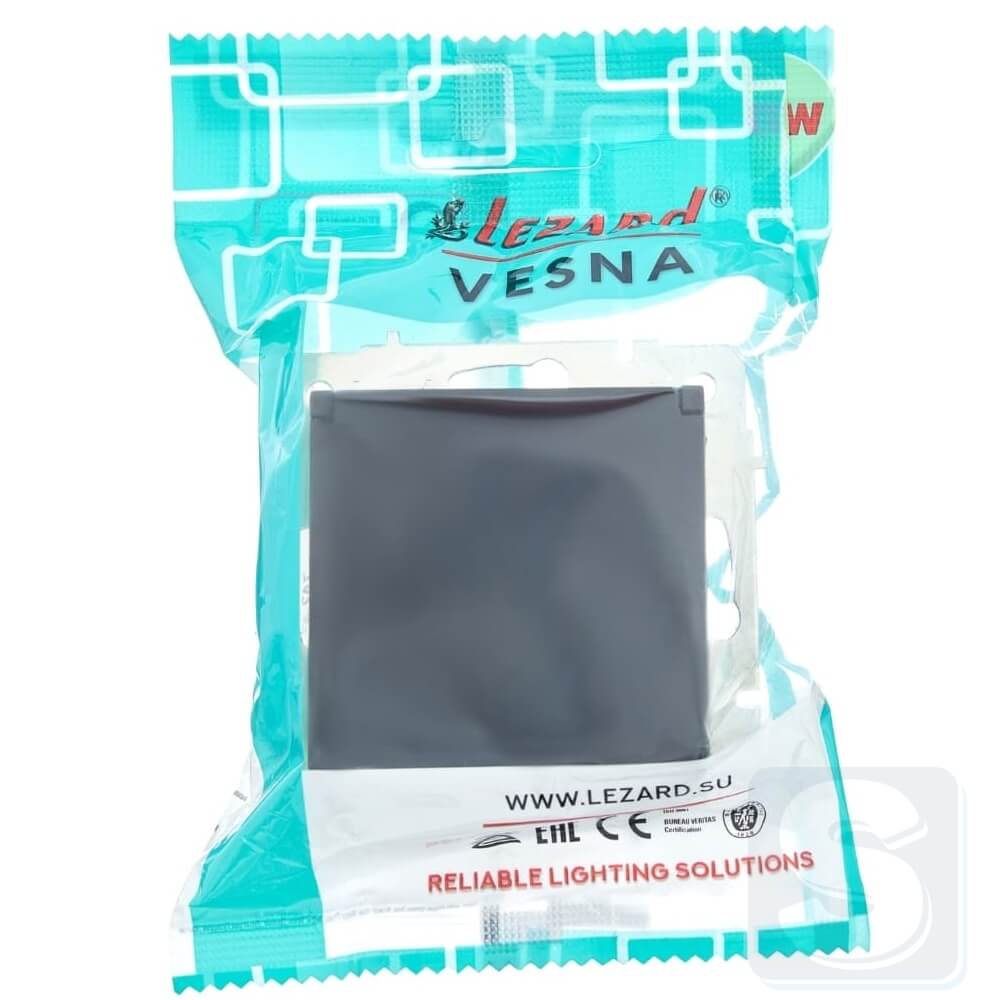 Розетка із з\к та кришк Lezard VESNA чорний антрацит 742-4288-123B -4