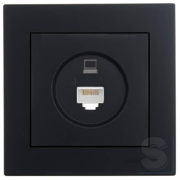 Розетка комп RJ45 Lezard VESNA чорний антрацит 742-4288-139