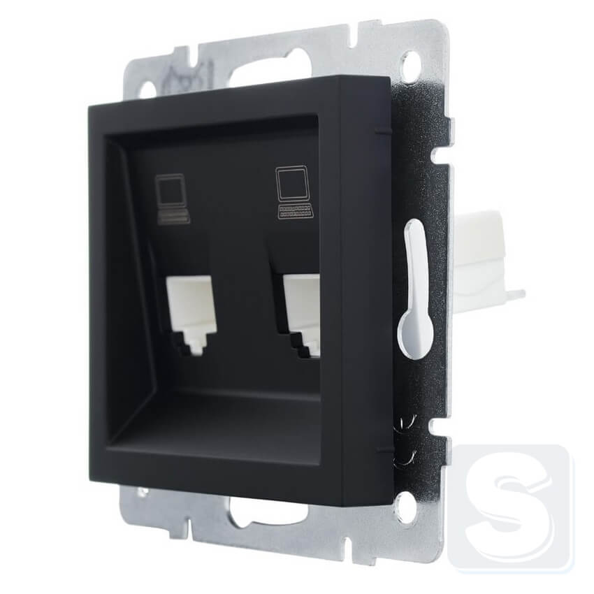 Розетка комп RJ45х2 Lezard VESNA чорний антрацит 742-4288-141 -2