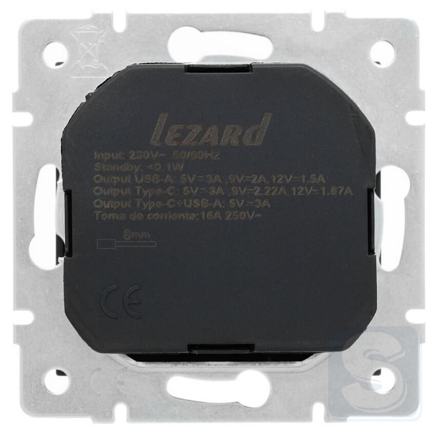 Розетка із з\к TC+USB Lezard VESNA чорний матовий 742-4288-181TC -3