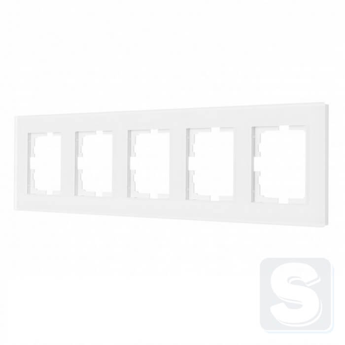 Рамка на 5 постів біле скло Lezard VESNA 742-5380-150 -1