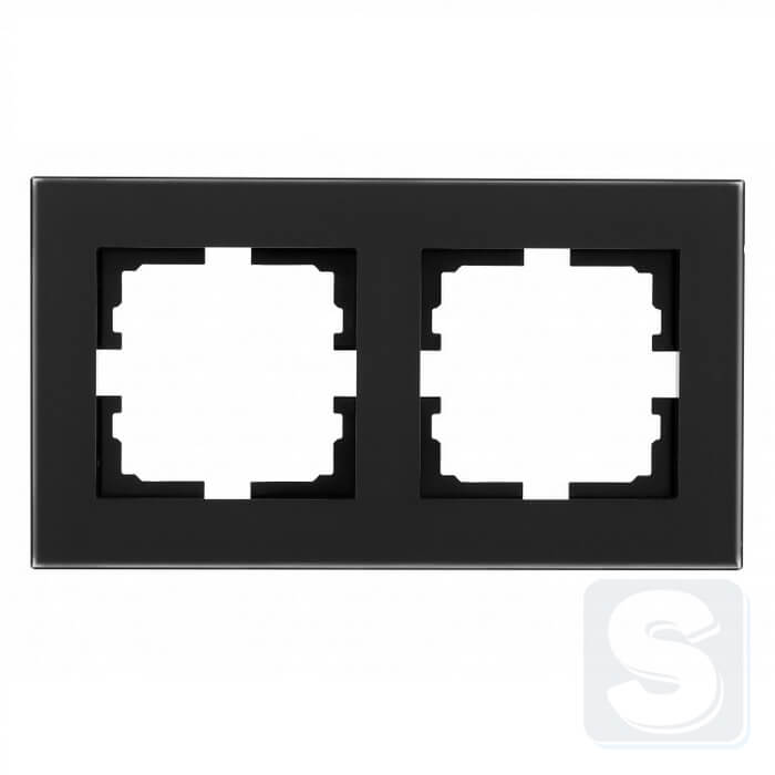 Рамка на 2 пости чорне матове скло Lezard VESNA 742-5980-147