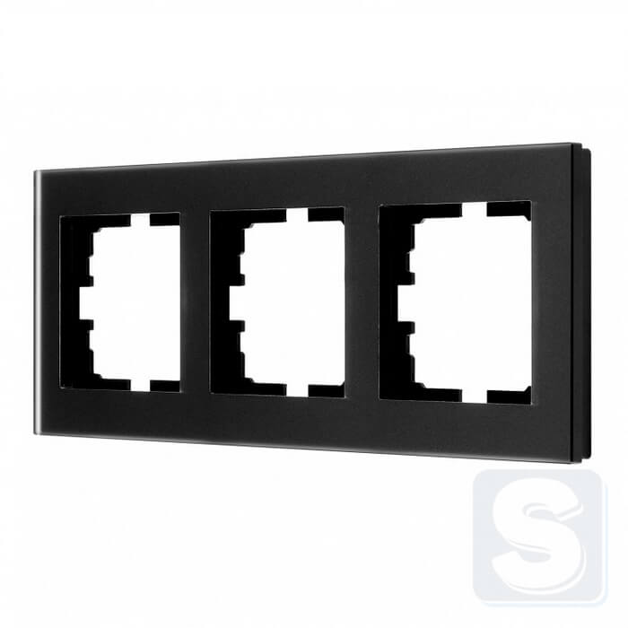 Рамка на 3 пости чорне матове скло Lezard VESNA 742-5980-148 -1