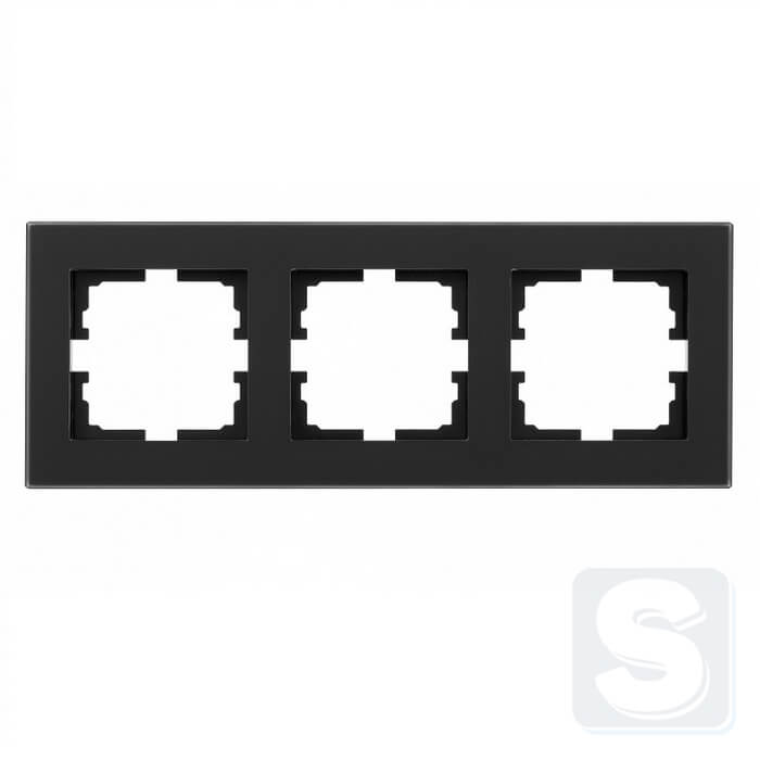 Рамка на 3 пости чорне матове скло Lezard VESNA 742-5980-148