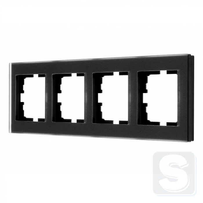 Рамка на 4 пости чорне матове скло Lezard VESNA 742-5980-149 -1