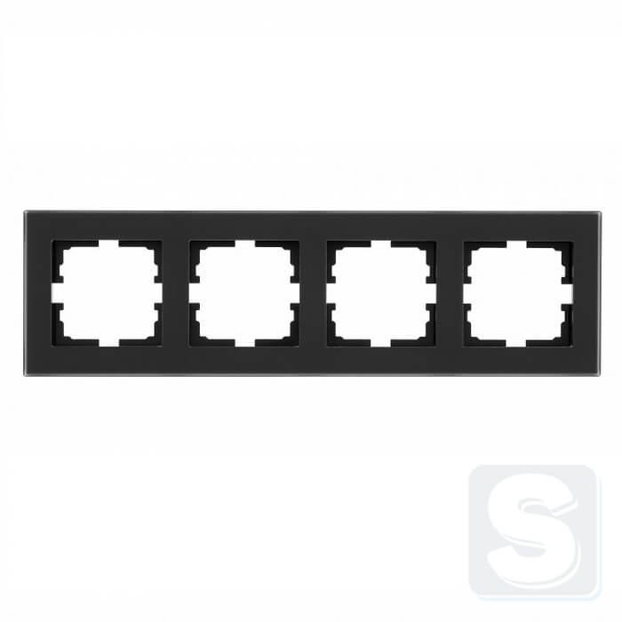 Рамка на 4 пости чорне матове скло Lezard VESNA 742-5980-149