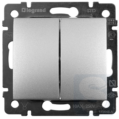 Выключатель 2-клавишный Legrand Valena 770105 алюминий-2