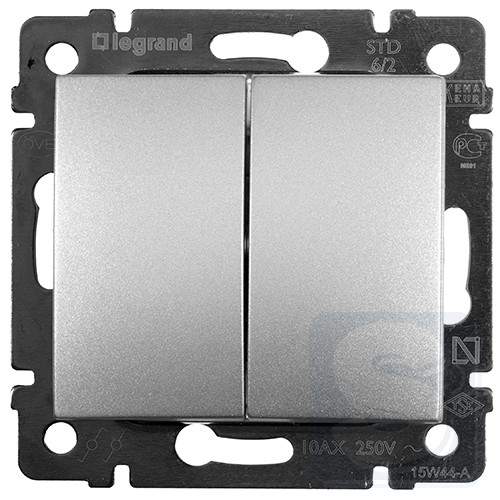 Переключатель 2-клавишный Legrand Valena 770108 алюминий