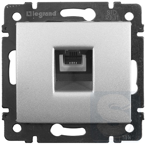 Розетка телефонная RJ11 с 1-гнездом Legrand Valena 770138 алюминий