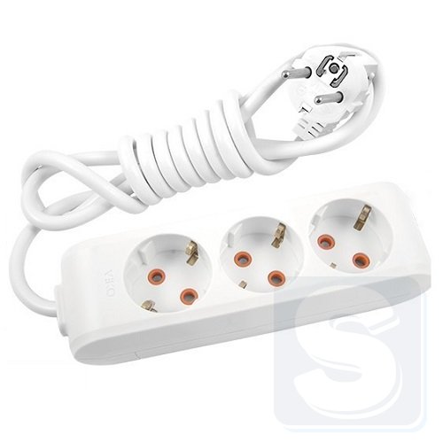 Удлинитель на 3 гнезда с з/к, кабель 3 м., 16А, Viko Multi-Let белый 90114303