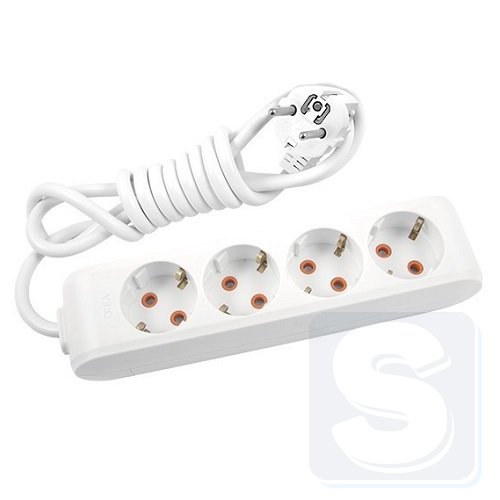 Удлинитель на 4 гнезда с з/к, кабель 3 м., 16А, Viko Multi-Let белый 90114403