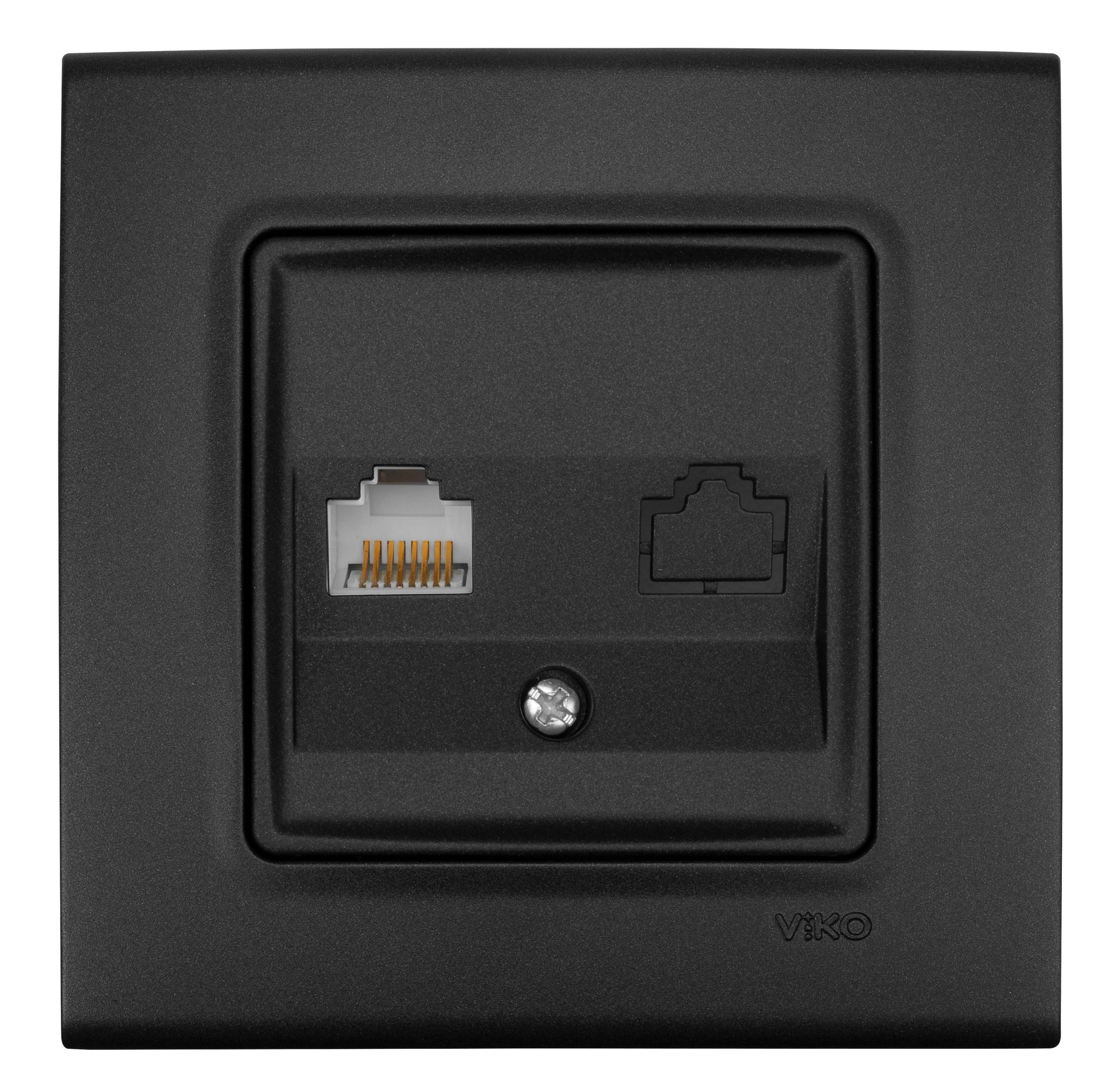 Розетка компьютерная RJ45 Viko Linnera Черная Ночь