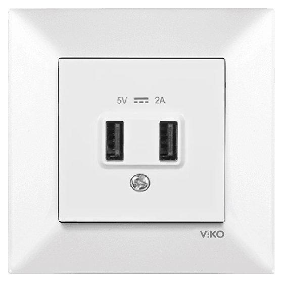 USB розетка 2-а зарядка 5В, 2.0A Meridian Білий 90970405