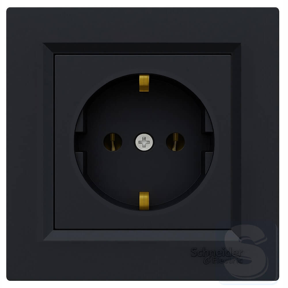 Розетка з з/к Asfora EPH2900171 антрацит в рамці