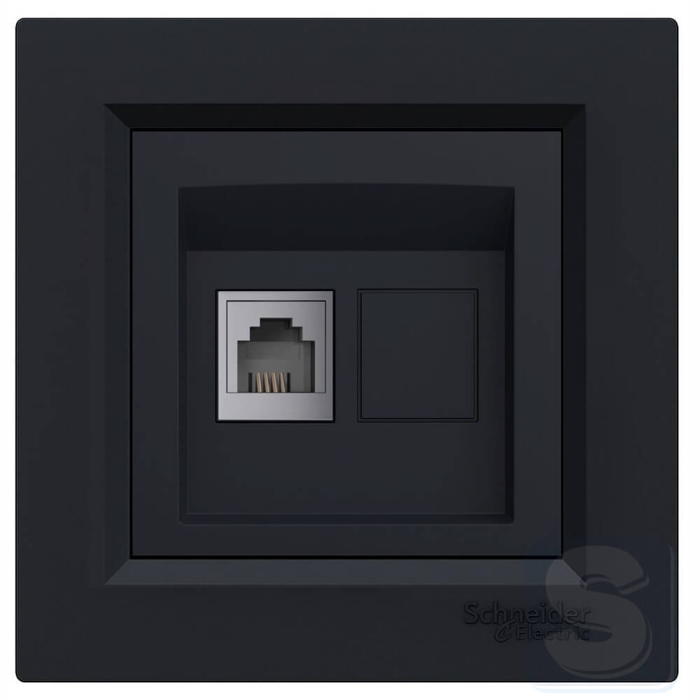 Розетка телефонная RJ11 с 1-гнездом Schneider Electric Asfora EPH4100171 антрацит (без рамки)