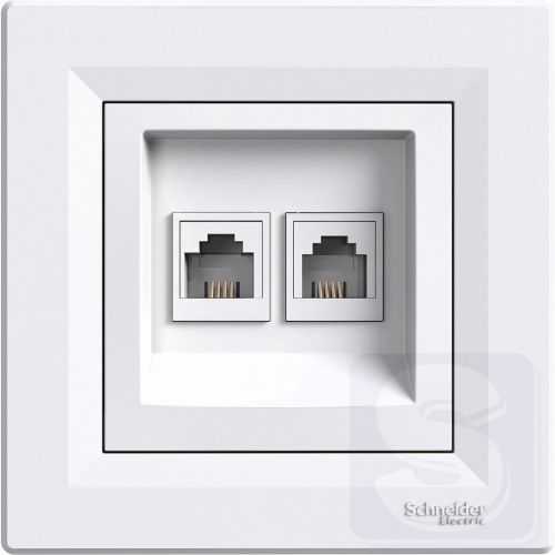 Розетка RJ11 на 2-гнезда Asfora белая EPH4200121