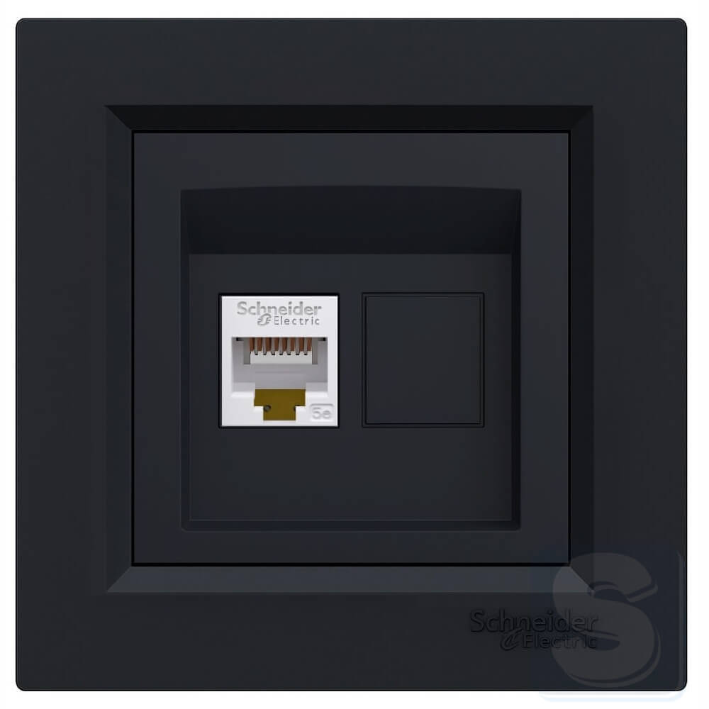 Розетка комп RJ45 UTP Asfora EPH4300171 антрацит в рамці