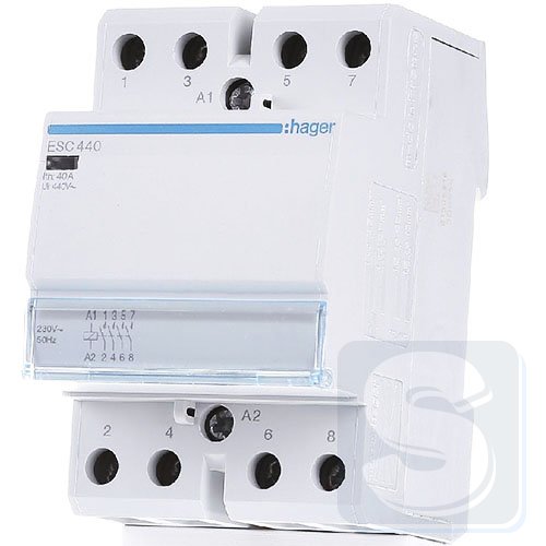 Контактор пускатель 230В 40 A, 4но, Hager ESC440