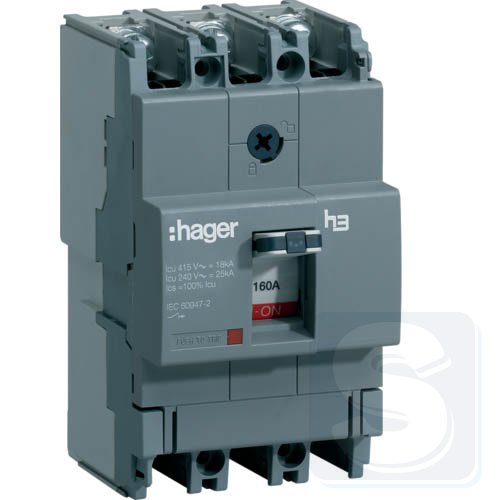 Автомат Hager x160 In=160А 3п 18kA HDA160L