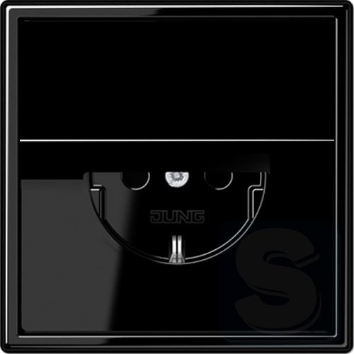 Розетка с з/к с крышкой 16А JUNG LS990 черный глянец 