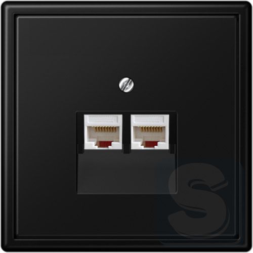 Розетка двойная RJ45 JUNG LS990 чёрный графит матовый 