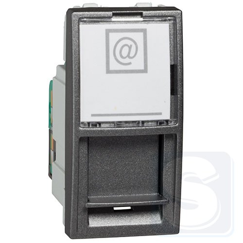 Розетка компьютерная RJ45 кат.UTP 5е 1 модуль Schneider Unica MGU3.410.12 графит