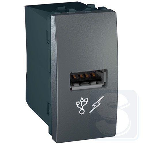 Розетка USB 1 модуль Schneider Unica MGU3.428.12 графит