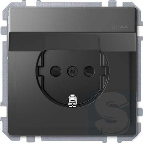 Розетка з/к с крышкой IP44 2К+З D-Life Антрацит