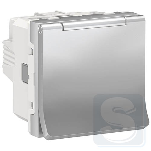 Розетка с крышкой IP40 алюминий, UNICA NEW NU303730TA