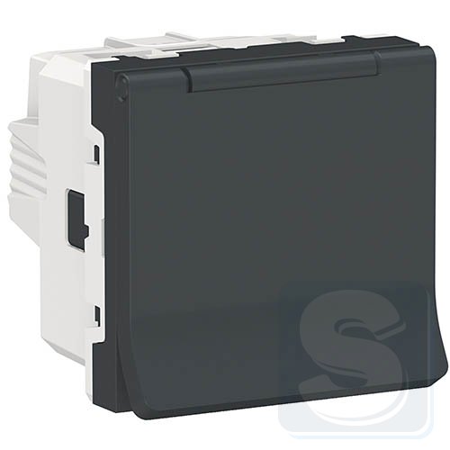 Розетка с крышкой IP40 антрацит, Schneider UNICA NEW