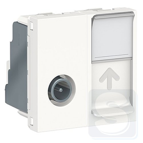 Розетка TV одиночная + комп.RJ45 UTP белый UNICA NEW