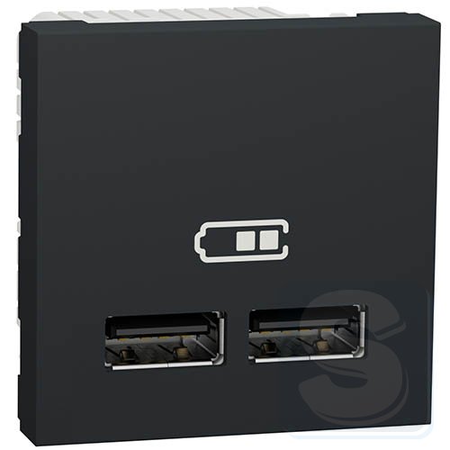 Розетка USB, 2-входа, 5в/2100 мА, антрац NU341854