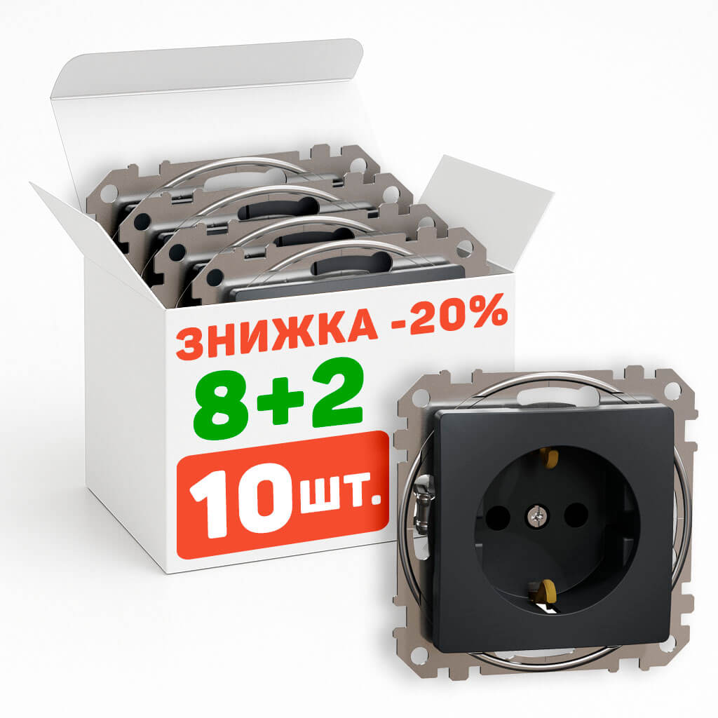 Розетки Шнайдер с з/к 10шт Schneider Sedna Design Черный