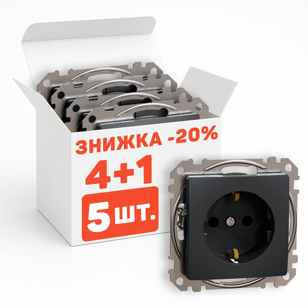 Розетки Шнайдер с з/к 5шт Schneider Sedna Design Черный