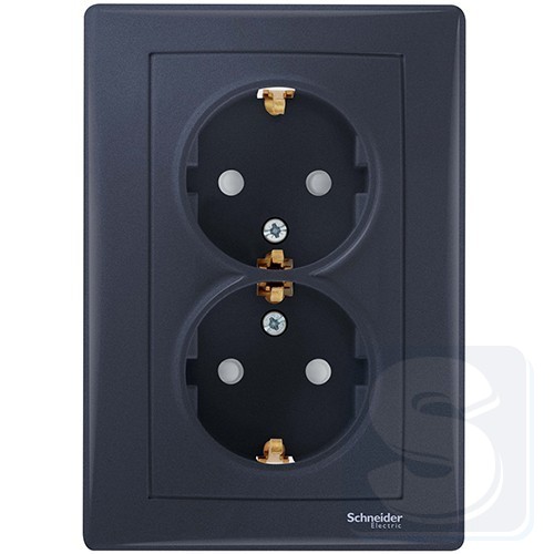 Розетка двойная с з/к и шторками Schneider Sedna SDN3000470 графит