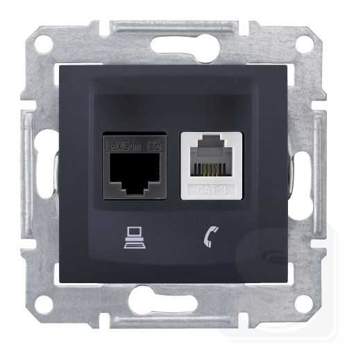 Розетка телефонная и компьютерная RJ11+RJ45 Schneider Sedna SDN5100170 графит