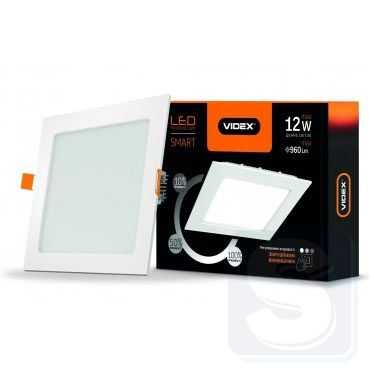 LED светильник врезной квадрат с диммером VIDEX 12W 5000K