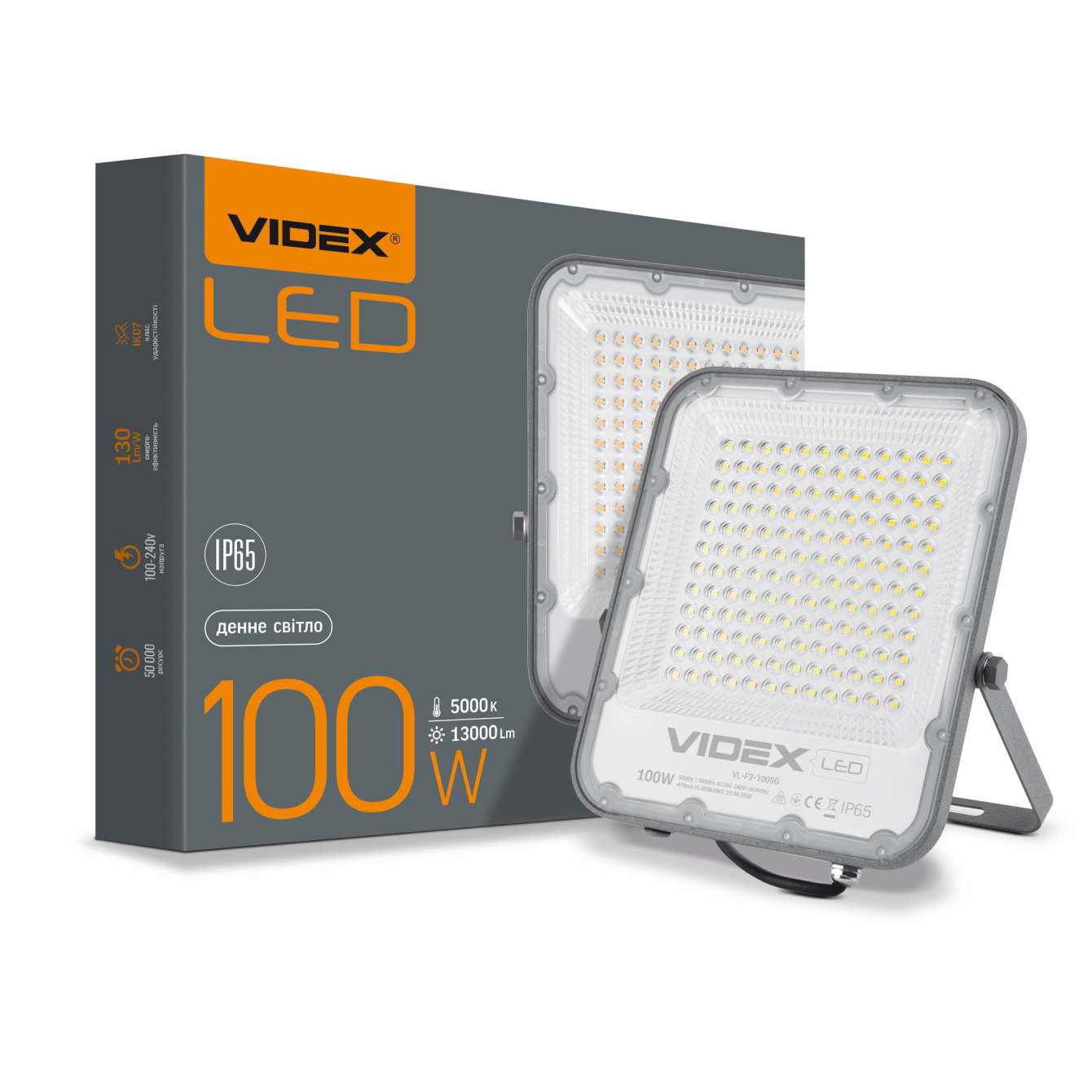 LED прожектор Videx 100W 5000К IP65 VL-F2-1005G-1
